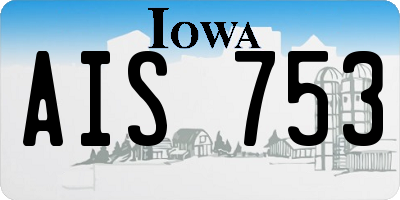 IA license plate AIS753