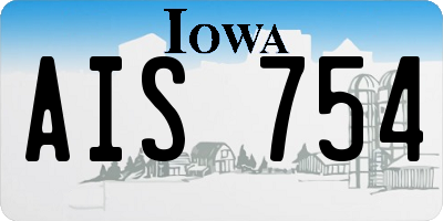 IA license plate AIS754