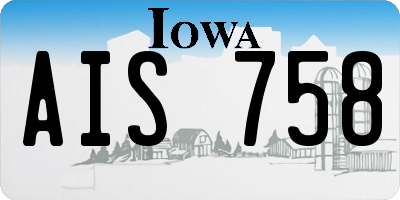 IA license plate AIS758