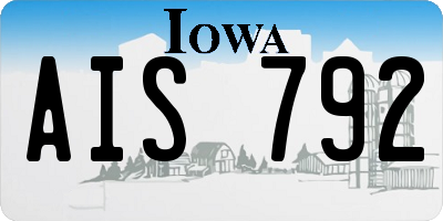 IA license plate AIS792