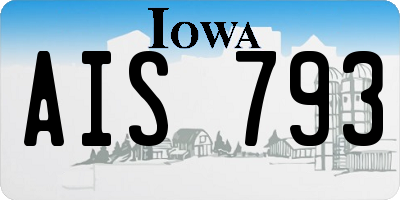 IA license plate AIS793