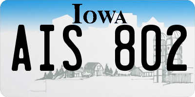 IA license plate AIS802