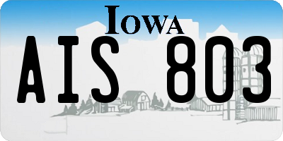 IA license plate AIS803
