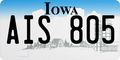 IA license plate AIS805