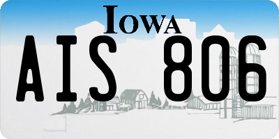 IA license plate AIS806
