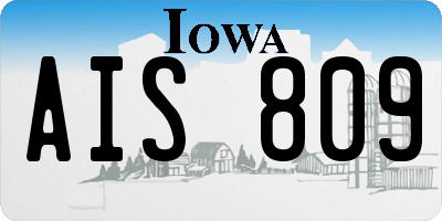 IA license plate AIS809