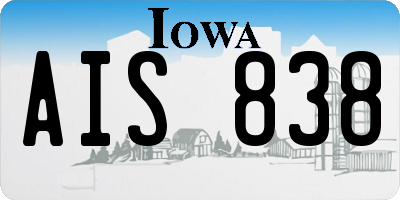 IA license plate AIS838