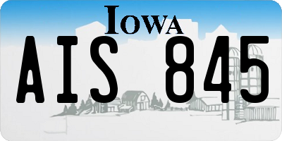 IA license plate AIS845
