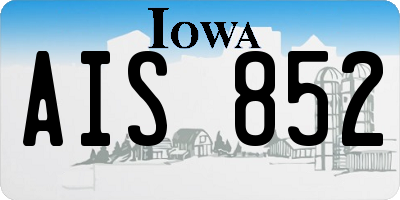 IA license plate AIS852