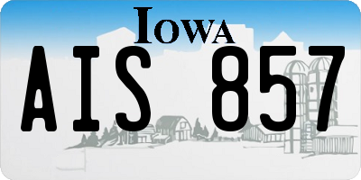 IA license plate AIS857