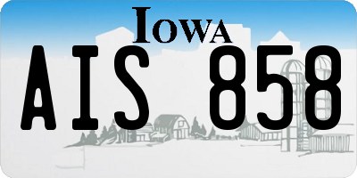 IA license plate AIS858