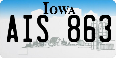 IA license plate AIS863