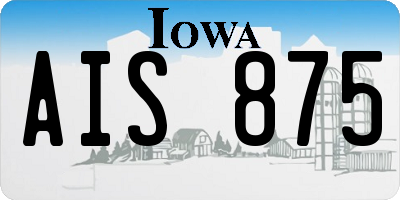 IA license plate AIS875