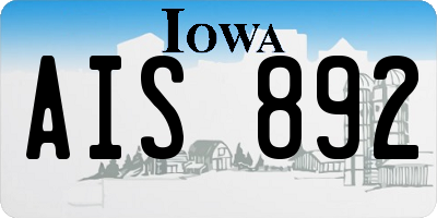 IA license plate AIS892