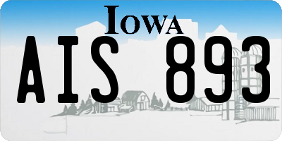 IA license plate AIS893