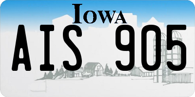 IA license plate AIS905