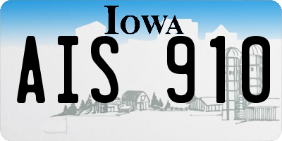 IA license plate AIS910