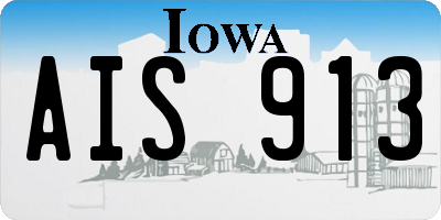 IA license plate AIS913