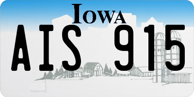 IA license plate AIS915