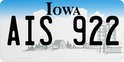 IA license plate AIS922