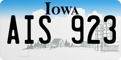 IA license plate AIS923