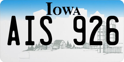 IA license plate AIS926