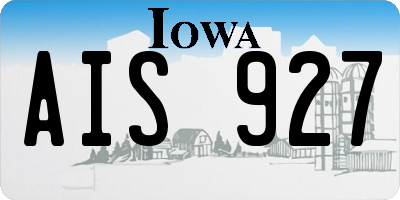 IA license plate AIS927