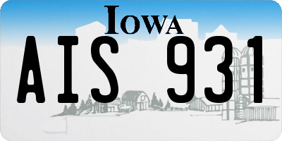 IA license plate AIS931