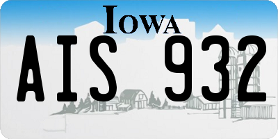 IA license plate AIS932