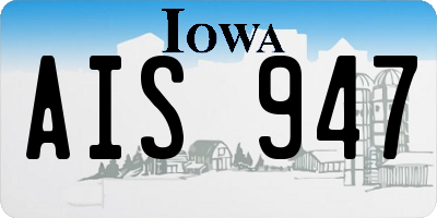IA license plate AIS947