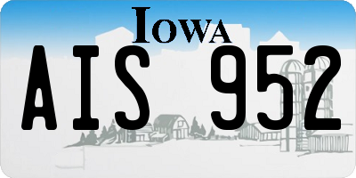 IA license plate AIS952