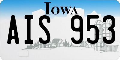 IA license plate AIS953