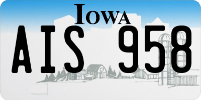 IA license plate AIS958