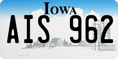 IA license plate AIS962