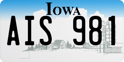IA license plate AIS981