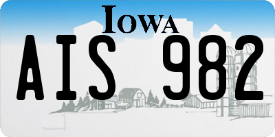 IA license plate AIS982