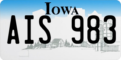 IA license plate AIS983