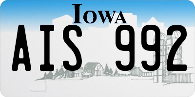 IA license plate AIS992