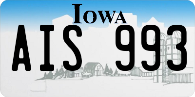 IA license plate AIS993