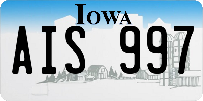 IA license plate AIS997