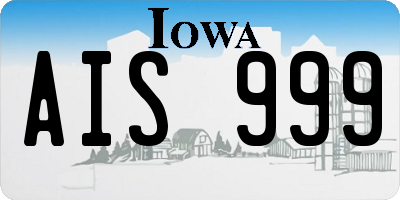 IA license plate AIS999