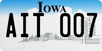IA license plate AIT007