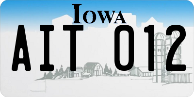 IA license plate AIT012
