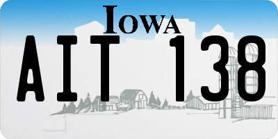 IA license plate AIT138