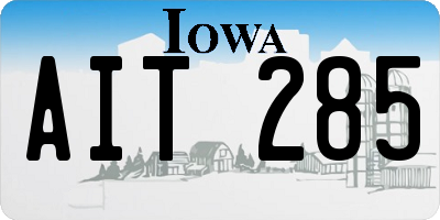 IA license plate AIT285