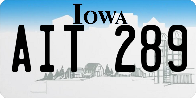 IA license plate AIT289