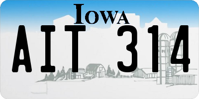 IA license plate AIT314