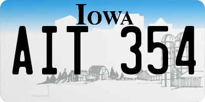 IA license plate AIT354