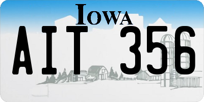 IA license plate AIT356