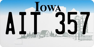 IA license plate AIT357